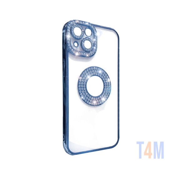 Funda de Silicona Suave con Diseño de Diamantes para Apple iPhone 14 Azul